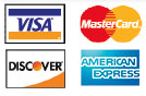 We accept Visa, Mastercard, Discover and Amex